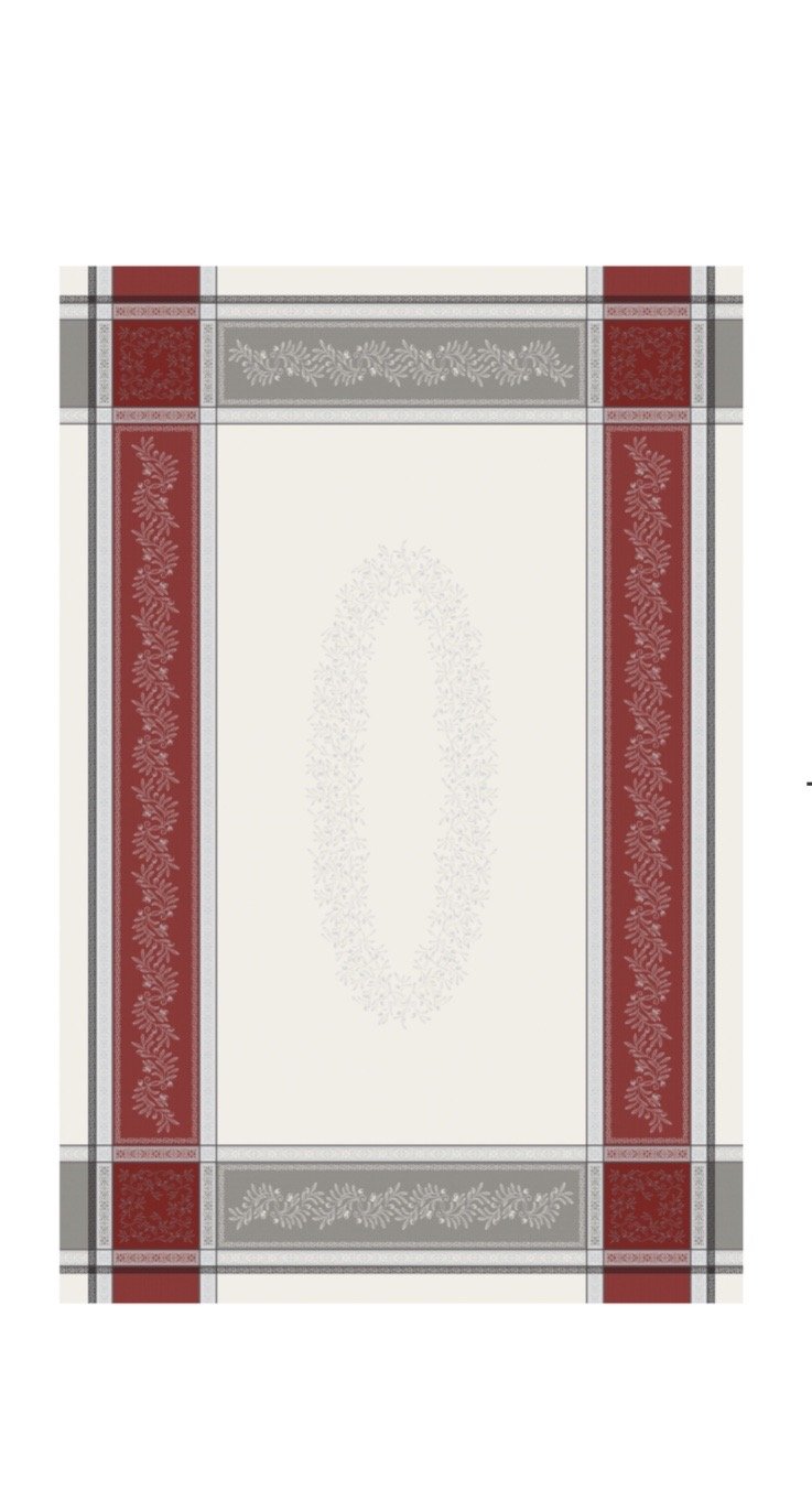 Jacquard Woven Olivia Gris Rouge Rectangle Table Cloth