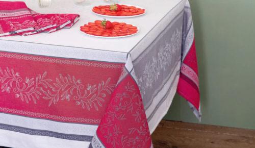 Jacquard Woven Olivia Gris Rouge Rectangle Table Cloth