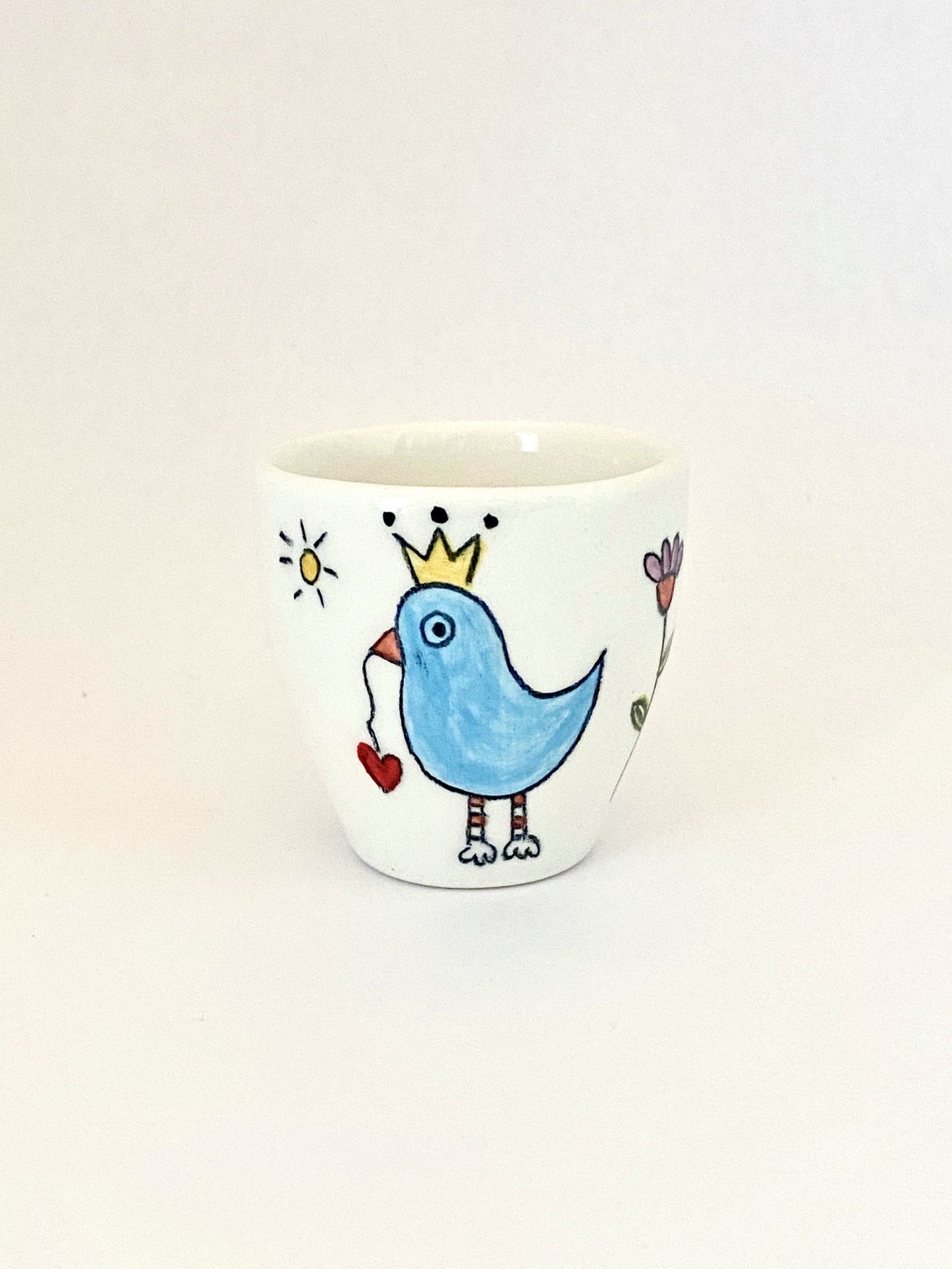 Hand Painted Blue Bird Egg Cup
