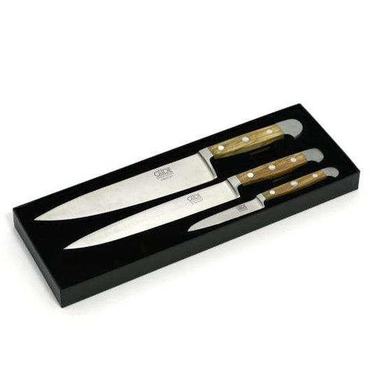 Gude Alpha Olive Handle 3 Piece Chefs Set