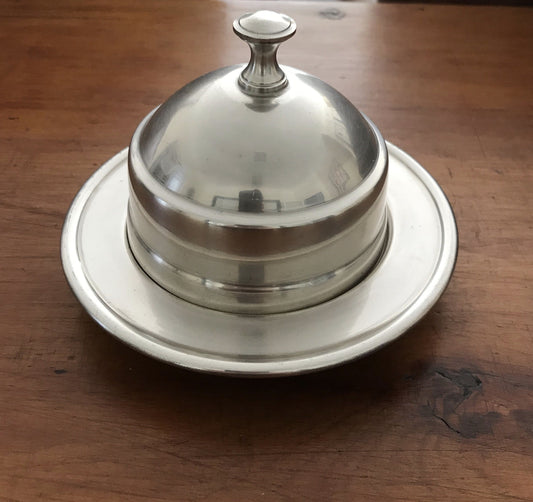 Pewter round butter dish