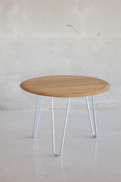Oak Wine Top side table with hair pin legs
