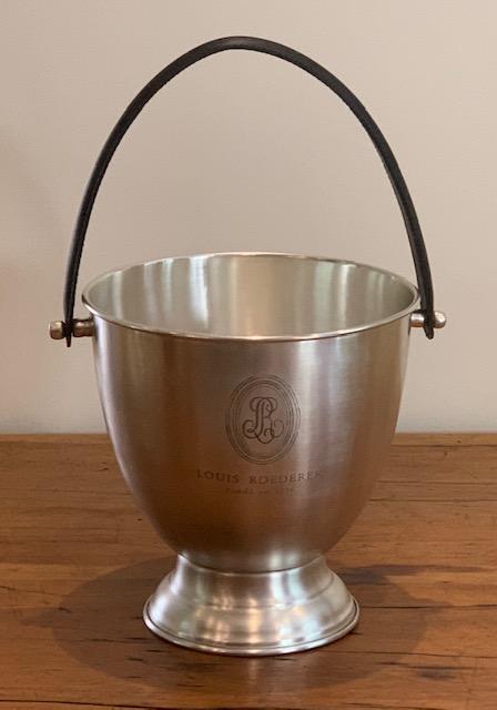 Pewter Louis Roederer inscribed double bottle wine or champagne cooler