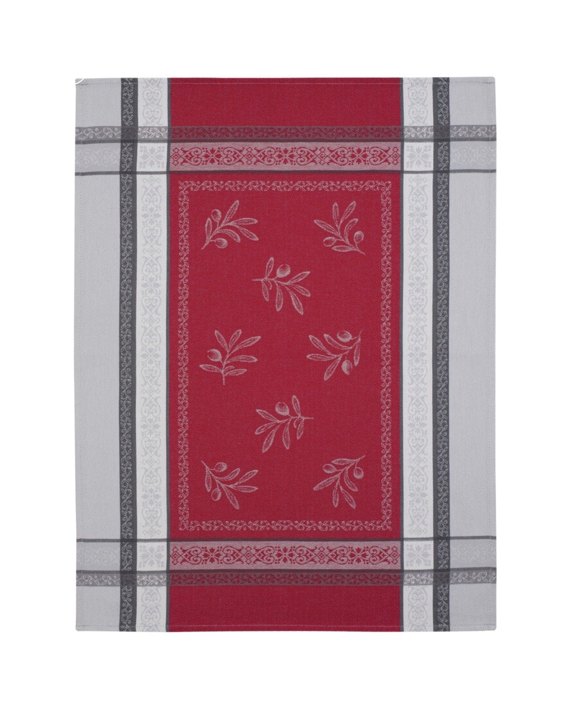 Jacquard Woven Tea Towel -  Olivia Gris Rouge