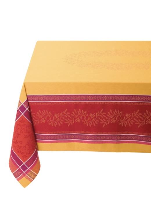 Jacquard Woven Olivia Jaune Rouge Rectangle Table Cloth
