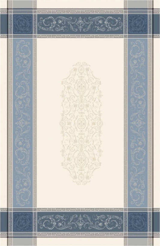 Jacquard Woven Versaille Ecru Bleu Rectangle Table Cloth