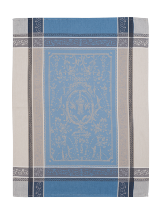 Jacquard Woven Tea Towel Versaille Ecru Bleu